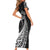 Personalised Polynesian Short Sleeve Bodycon Dress Bulldog With Polynesian Patterns - Wonder Print Shop