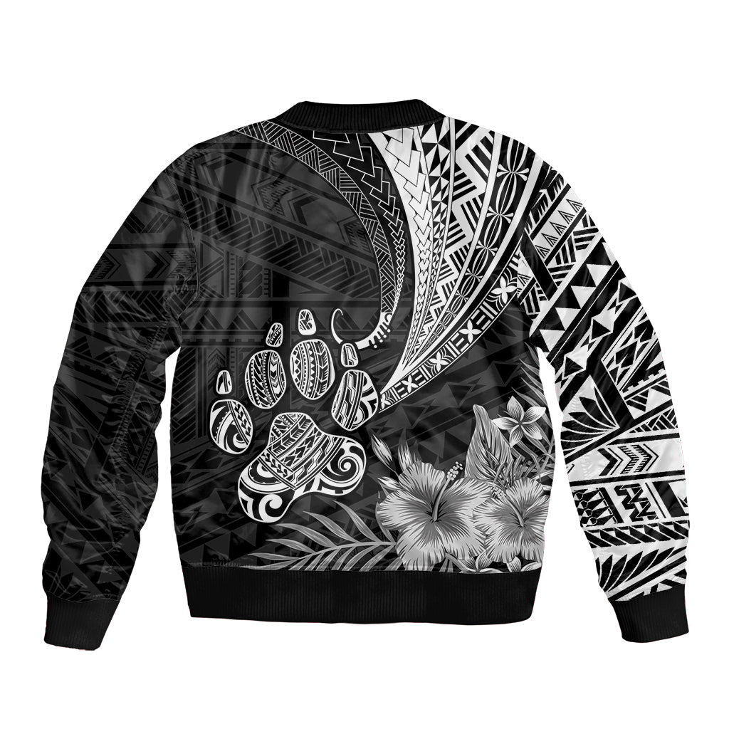 Personalised Polynesian Sleeve Zip Bomber Jacket Bulldog With Polynesian Patterns - Wonder Print Shop