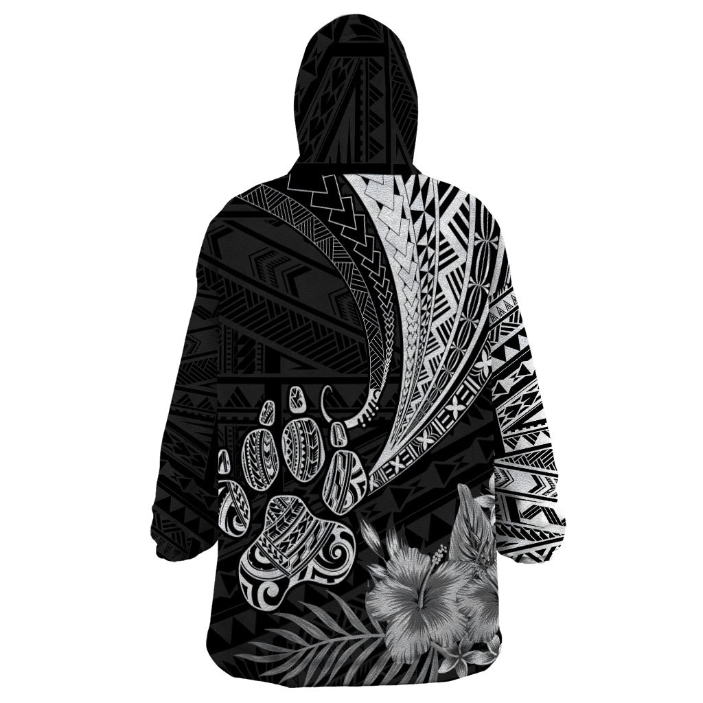 Personalised Polynesian Wearable Blanket Hoodie Bulldog With Polynesian Patterns - Wonder Print Shop