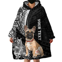 Personalised Polynesian Wearable Blanket Hoodie Bulldog With Polynesian Patterns - Wonder Print Shop