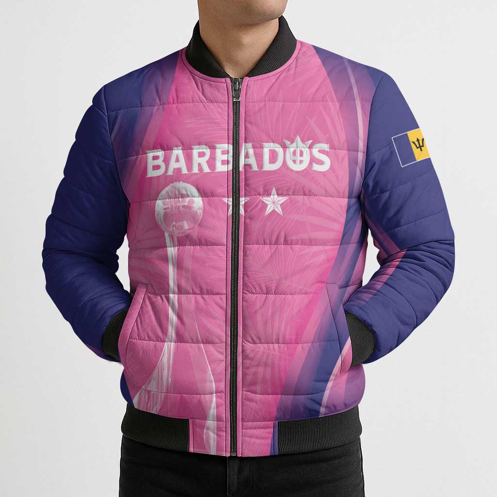 Barbados Cricket Custom Bomber Puffer Jacket Royal Champions - Tropical Vibes - Wonder Print Shop