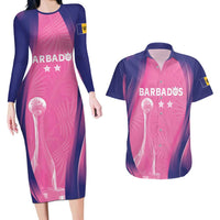 Barbados Cricket Custom Couples Matching Long Sleeve Bodycon Dress and Hawaiian Shirt Royal Champions - Tropical Vibes - Wonder Print Shop