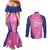 Barbados Cricket Custom Couples Matching Mermaid Dress and Long Sleeve Button Shirt Royal Champions - Tropical Vibes - Wonder Print Shop
