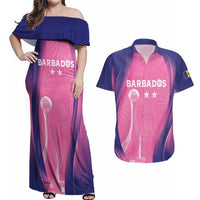 Barbados Cricket Custom Couples Matching Off Shoulder Maxi Dress and Hawaiian Shirt Royal Champions - Tropical Vibes - Wonder Print Shop