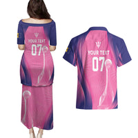 Barbados Cricket Custom Couples Matching Puletasi and Hawaiian Shirt Royal Champions - Tropical Vibes - Wonder Print Shop