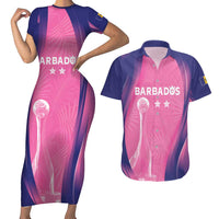 Barbados Cricket Custom Couples Matching Short Sleeve Bodycon Dress and Hawaiian Shirt Royal Champions - Tropical Vibes - Wonder Print Shop