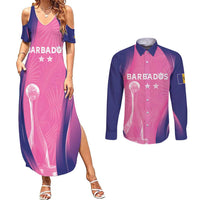 Barbados Cricket Custom Couples Matching Summer Maxi Dress and Long Sleeve Button Shirt Royal Champions - Tropical Vibes - Wonder Print Shop