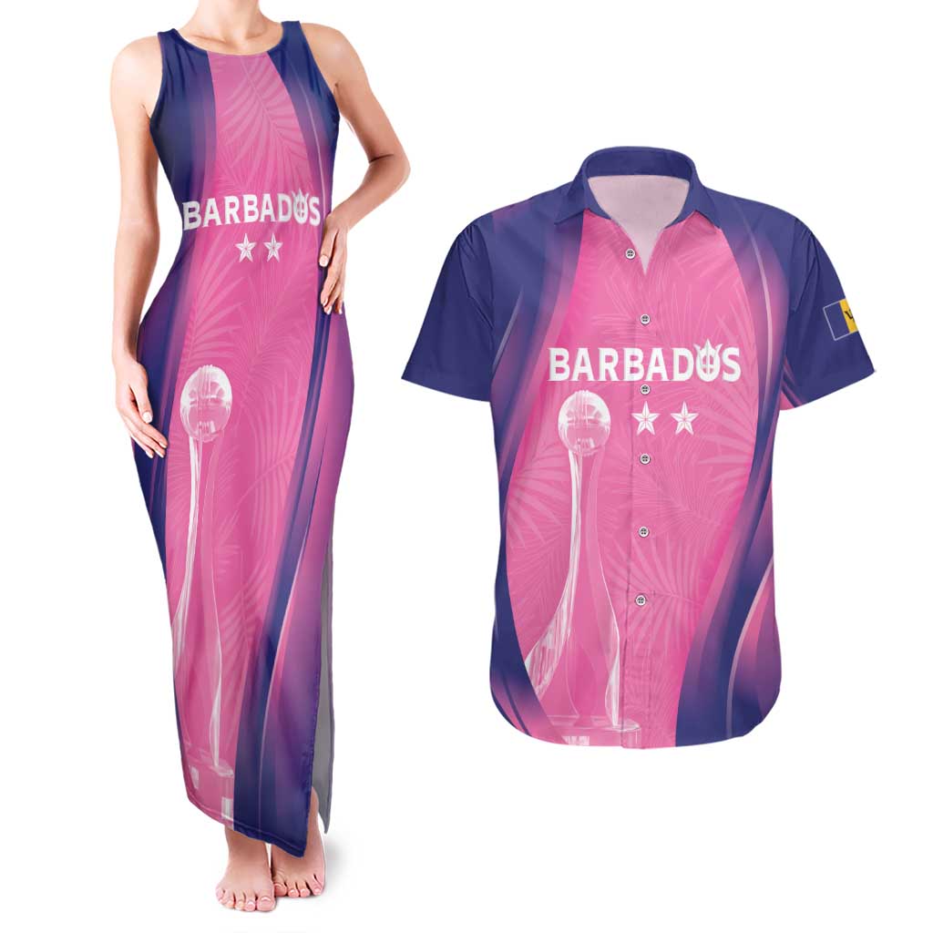 Barbados Cricket Custom Couples Matching Tank Maxi Dress and Hawaiian Shirt Royal Champions - Tropical Vibes - Wonder Print Shop