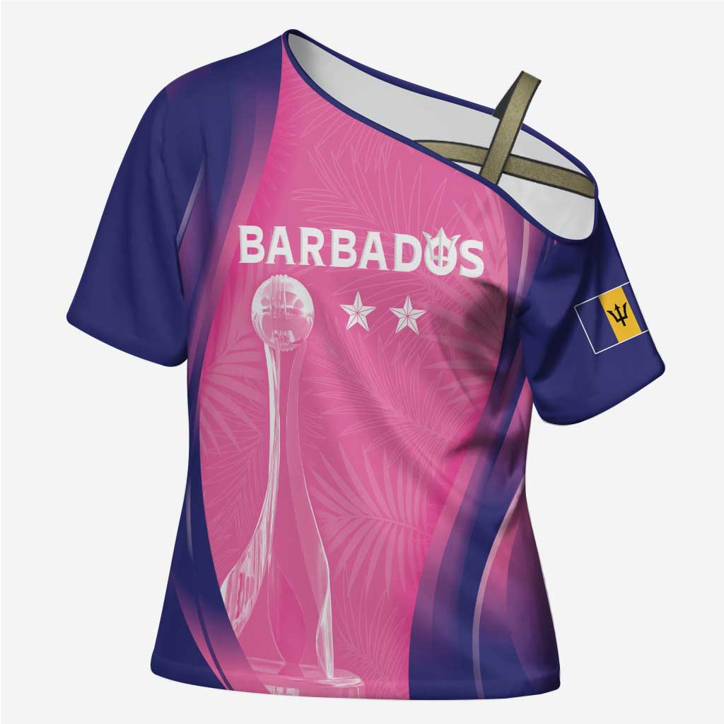 Barbados Cricket Custom Cross Shoulder Shirt Royal Champions - Tropical Vibes - Wonder Print Shop