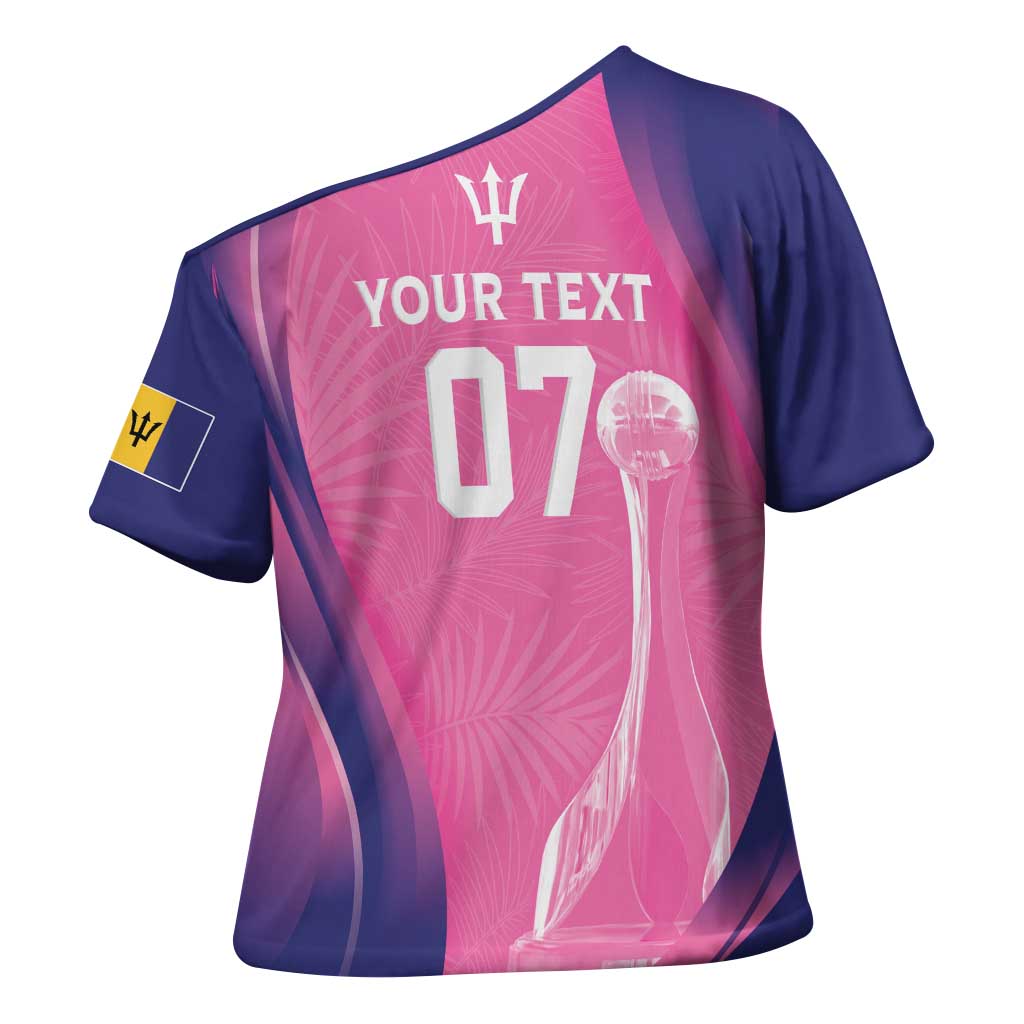 Barbados Cricket Custom Cross Shoulder Shirt Royal Champions - Tropical Vibes - Wonder Print Shop