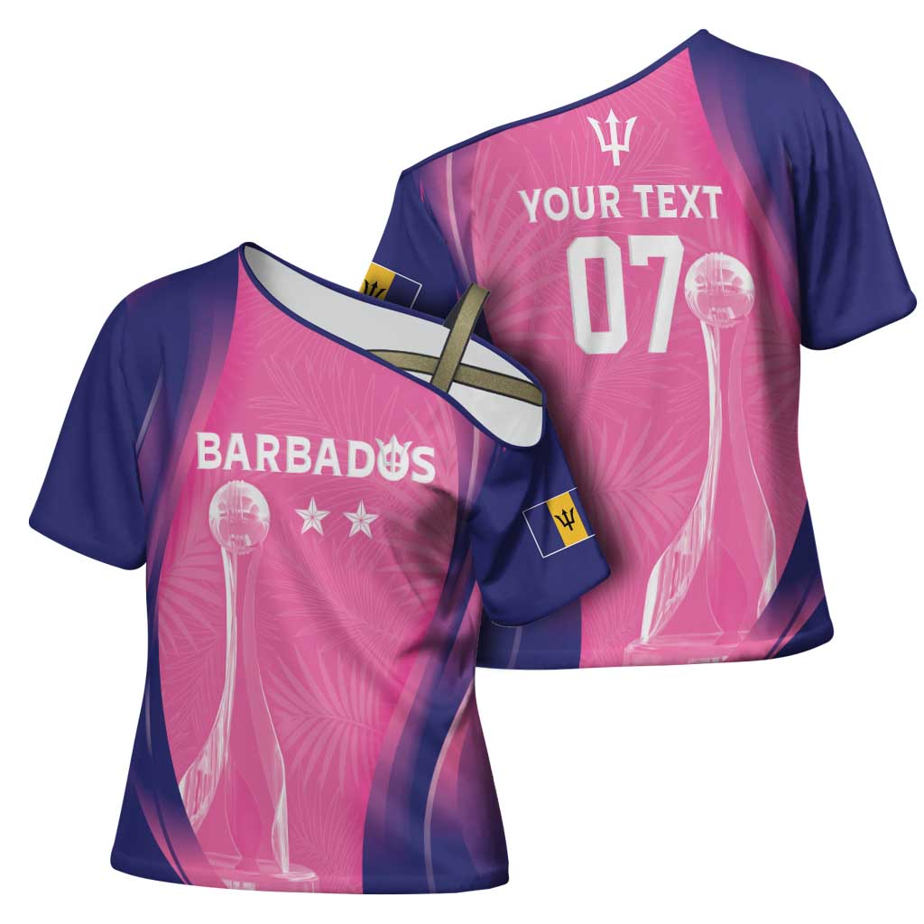 Barbados Cricket Custom Cross Shoulder Shirt Royal Champions - Tropical Vibes - Wonder Print Shop
