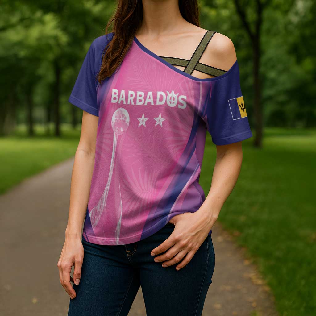 Barbados Cricket Custom Cross Shoulder Shirt Royal Champions - Tropical Vibes - Wonder Print Shop