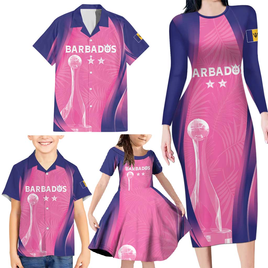 Barbados Cricket Custom Family Matching Long Sleeve Bodycon Dress and Hawaiian Shirt Royal Champions - Tropical Vibes - Wonder Print Shop
