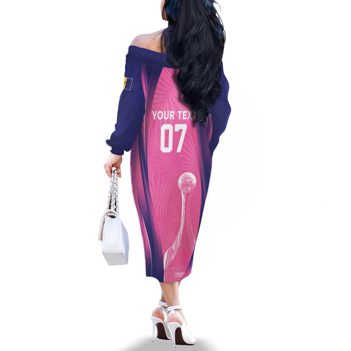 Barbados Cricket Custom Family Matching Off The Shoulder Long Sleeve Dress and Hawaiian Shirt Royal Champions - Tropical Vibes - Wonder Print Shop