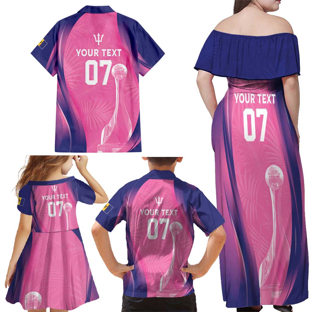 Barbados Cricket Custom Family Matching Off Shoulder Maxi Dress and Hawaiian Shirt Royal Champions - Tropical Vibes - Wonder Print Shop