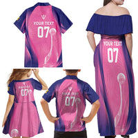 Barbados Cricket Custom Family Matching Off Shoulder Maxi Dress and Hawaiian Shirt Royal Champions - Tropical Vibes - Wonder Print Shop