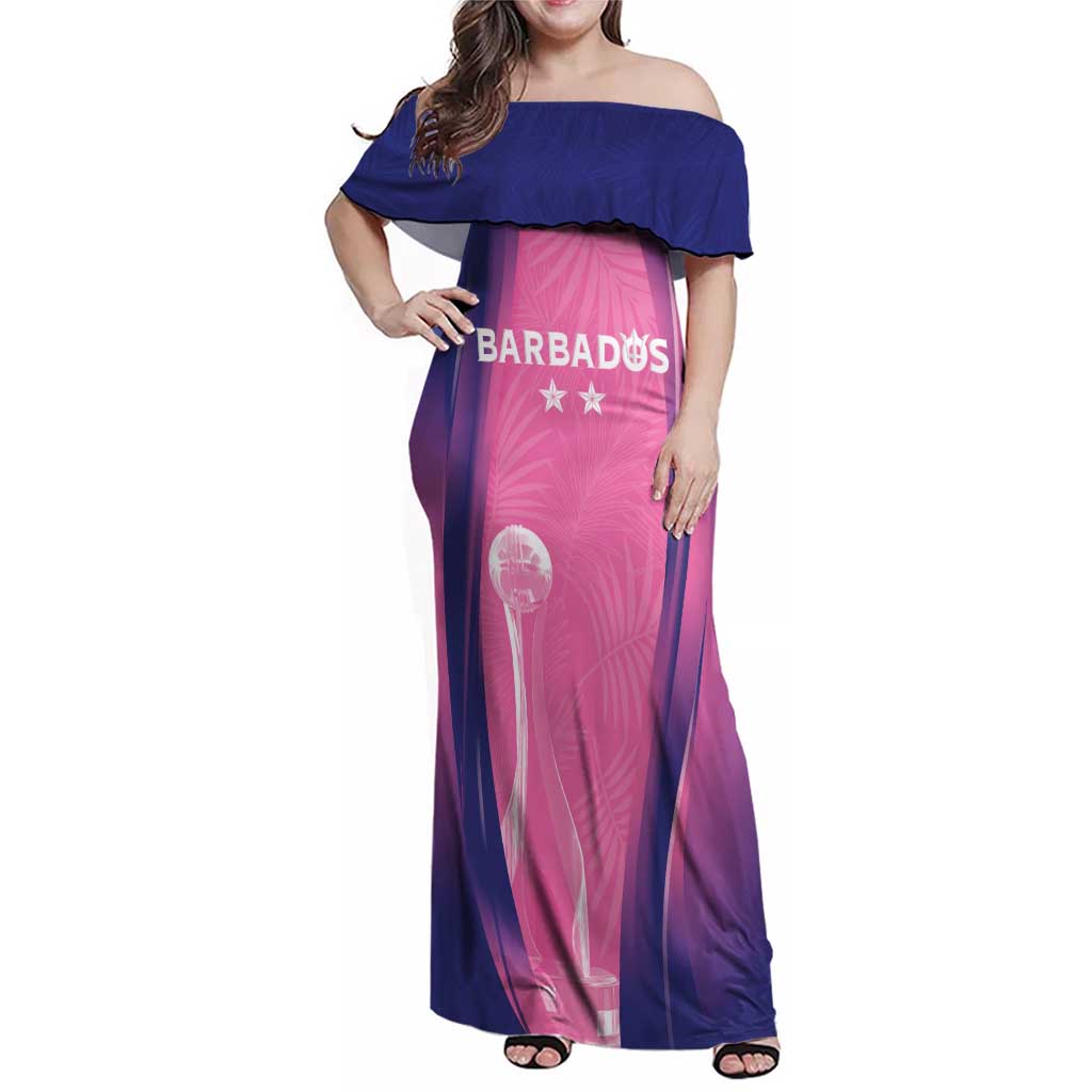 Barbados Cricket Custom Family Matching Off Shoulder Maxi Dress and Hawaiian Shirt Royal Champions - Tropical Vibes - Wonder Print Shop