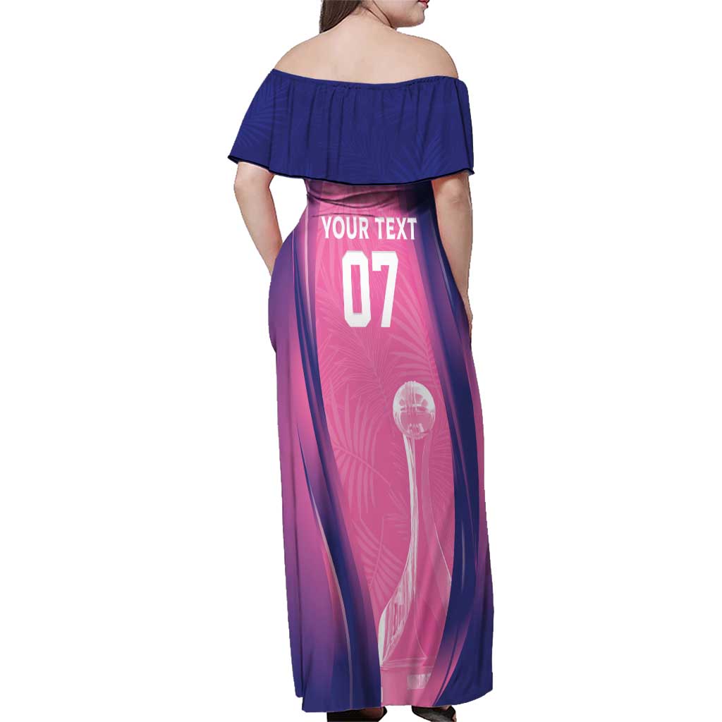 Barbados Cricket Custom Family Matching Off Shoulder Maxi Dress and Hawaiian Shirt Royal Champions - Tropical Vibes - Wonder Print Shop