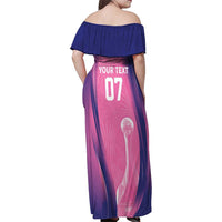 Barbados Cricket Custom Family Matching Off Shoulder Maxi Dress and Hawaiian Shirt Royal Champions - Tropical Vibes - Wonder Print Shop