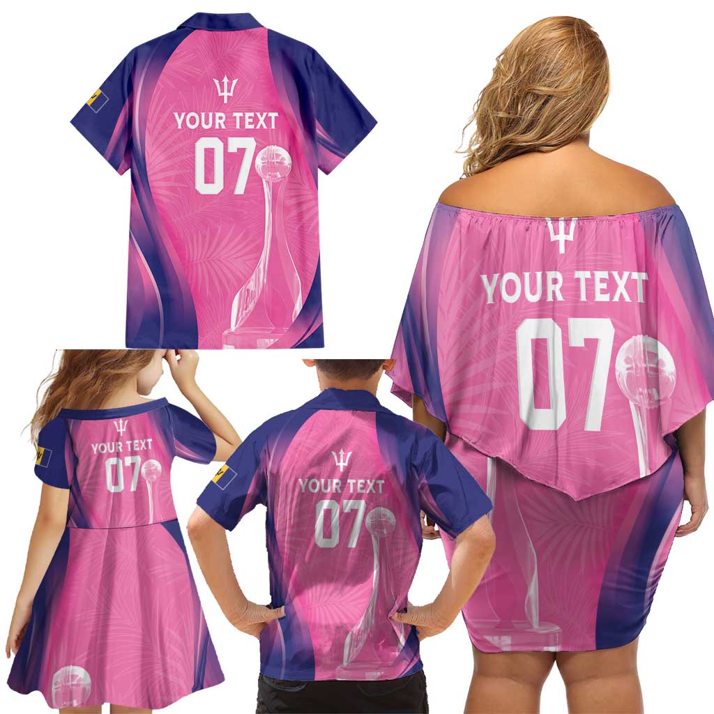 Barbados Cricket Custom Family Matching Off Shoulder Short Dress and Hawaiian Shirt Royal Champions - Tropical Vibes - Wonder Print Shop