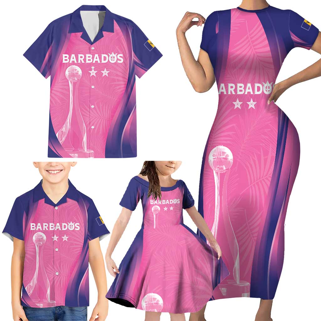 Barbados Cricket Custom Family Matching Short Sleeve Bodycon Dress and Hawaiian Shirt Royal Champions - Tropical Vibes - Wonder Print Shop