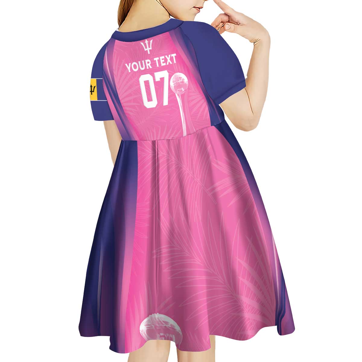 Barbados Cricket Custom Kid Short Sleeve Dress Royal Champions - Tropical Vibes - Wonder Print Shop