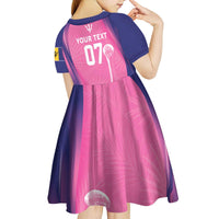 Barbados Cricket Custom Kid Short Sleeve Dress Royal Champions - Tropical Vibes - Wonder Print Shop