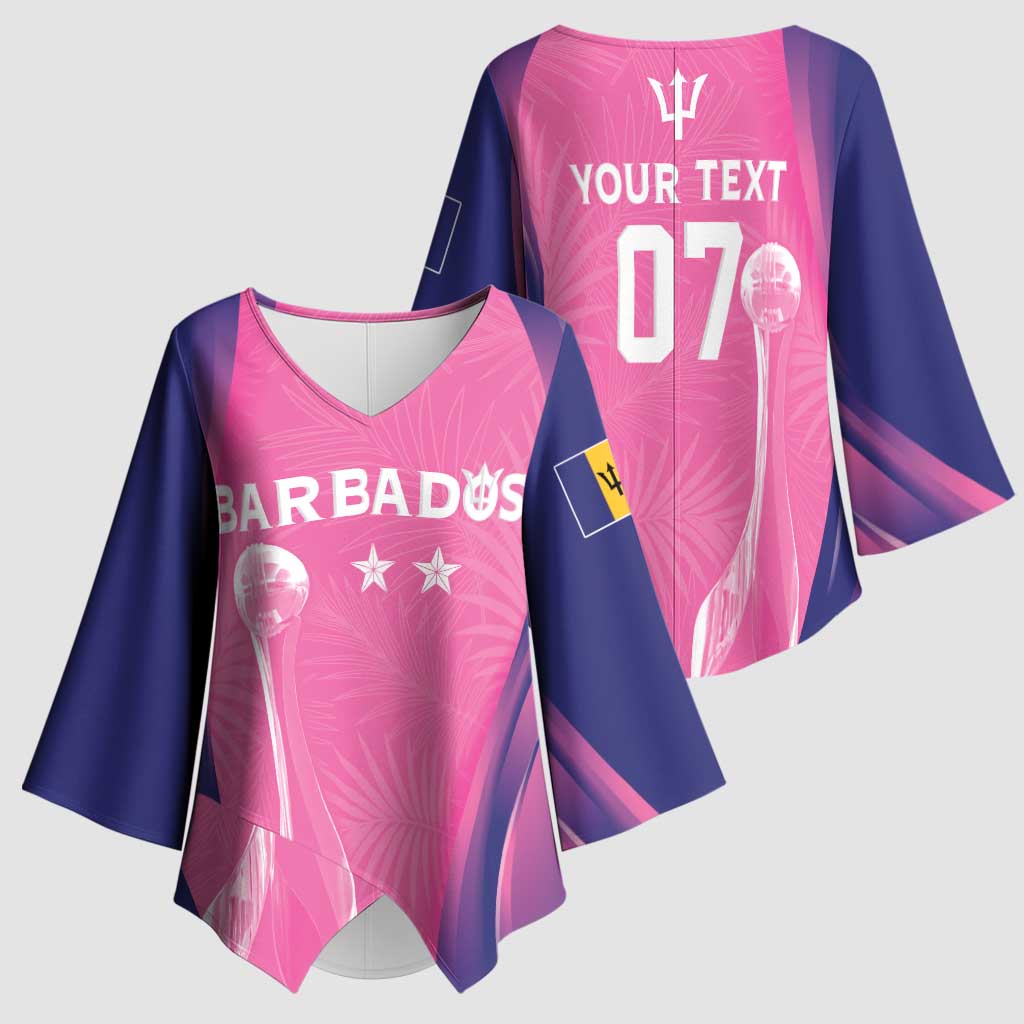 Barbados Cricket Custom Kimono Sleeve Blouse Royal Champions - Tropical Vibes - Wonder Print Shop