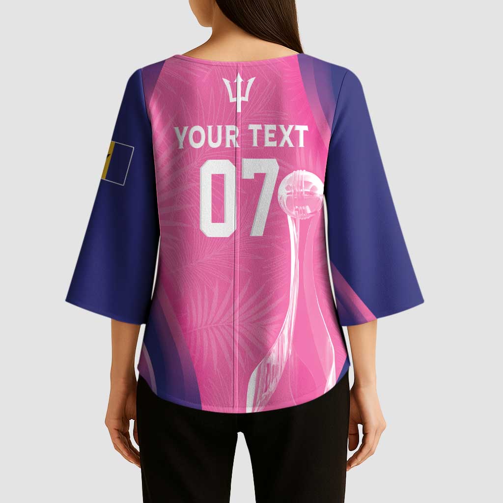 Barbados Cricket Custom Kimono Sleeve Blouse Royal Champions - Tropical Vibes - Wonder Print Shop