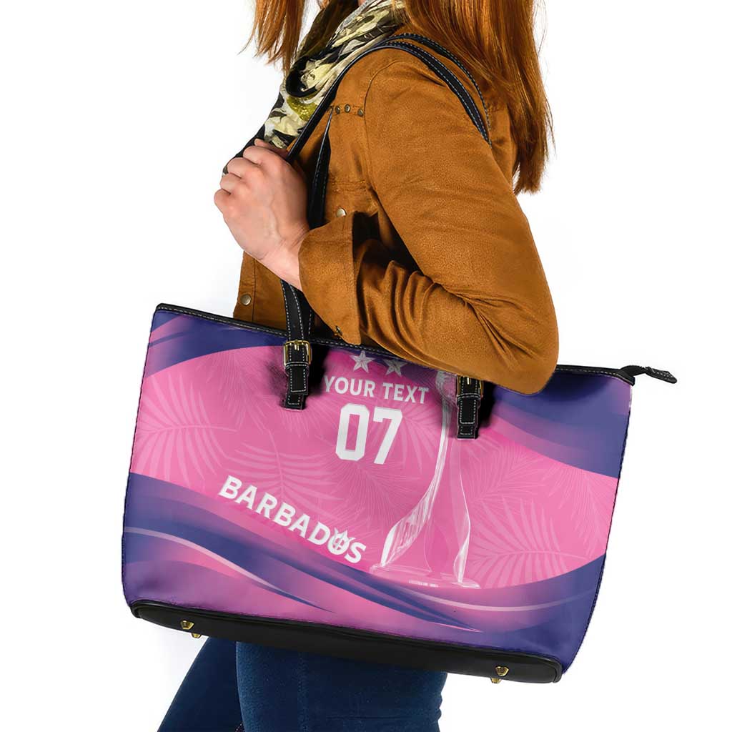 Barbados Cricket Custom Leather Tote Bag Royal Champions - Tropical Vibes - Wonder Print Shop