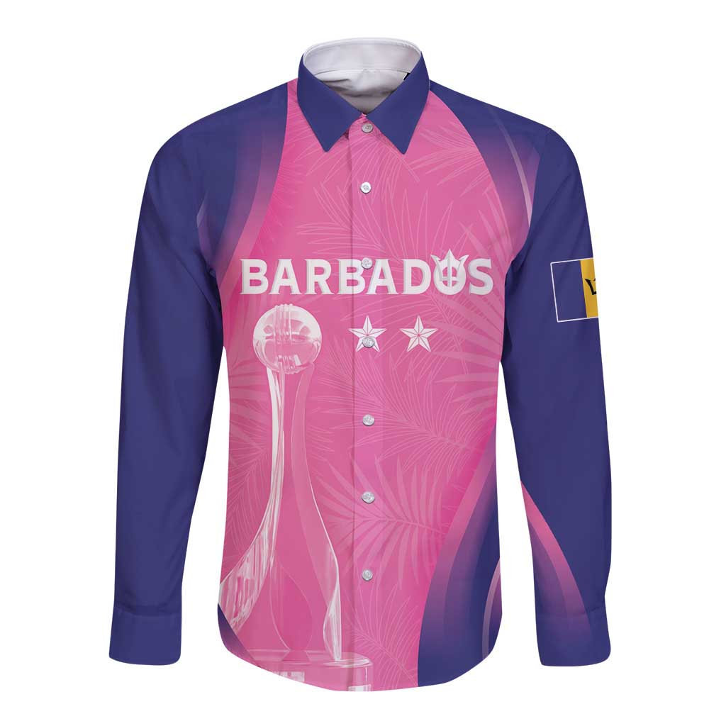 Barbados Cricket Custom Long Sleeve Button Shirt Royal Champions - Tropical Vibes - Wonder Print Shop