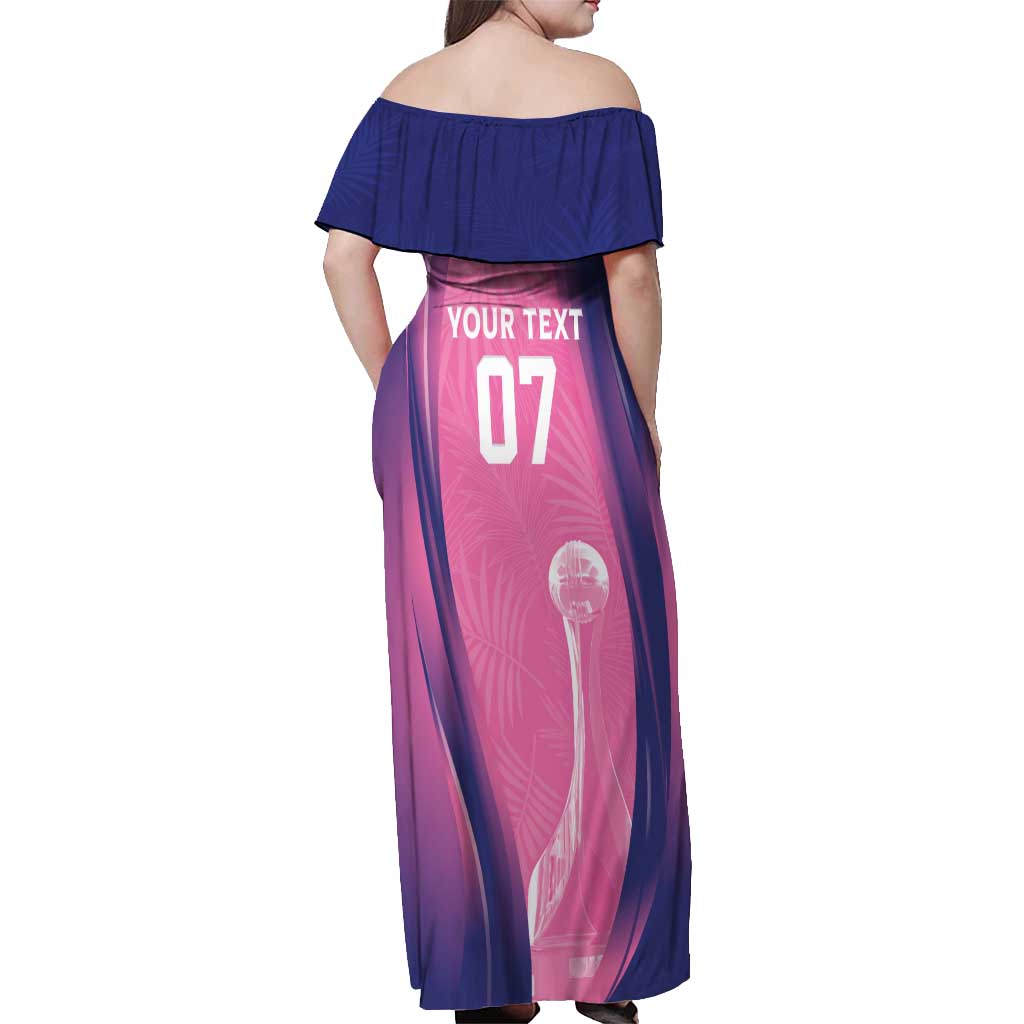 Barbados Cricket Custom Off Shoulder Maxi Dress Royal Champions - Tropical Vibes - Wonder Print Shop