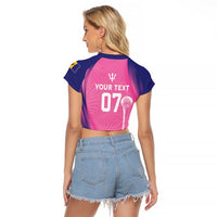 Barbados Cricket Custom Raglan Cropped T Shirt Royal Champions - Tropical Vibes - Wonder Print Shop