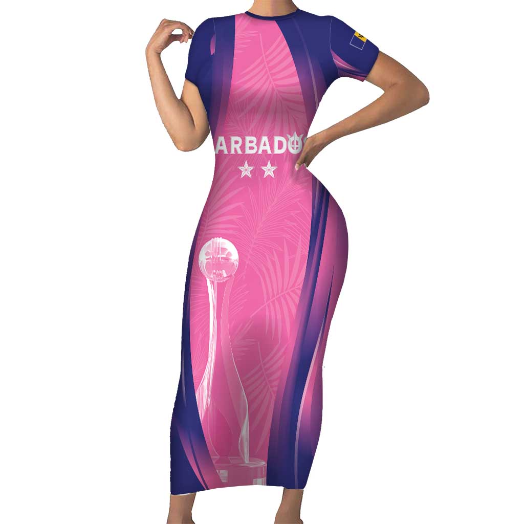 Barbados Cricket Custom Short Sleeve Bodycon Dress Royal Champions - Tropical Vibes - Wonder Print Shop
