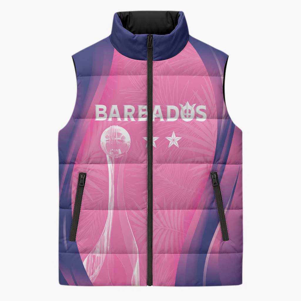 Barbados Cricket Custom Sleeveless Puffer Jacket Royal Champions - Tropical Vibes - Wonder Print Shop