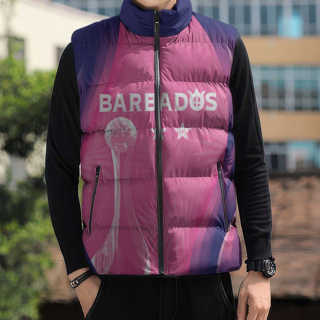 Barbados Cricket Custom Sleeveless Puffer Jacket Royal Champions - Tropical Vibes - Wonder Print Shop