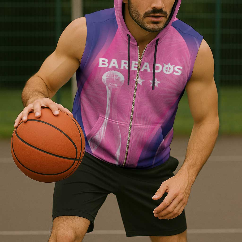 Barbados Cricket Custom Sleeveless Zip Hoodie Royal Champions - Tropical Vibes - Wonder Print Shop