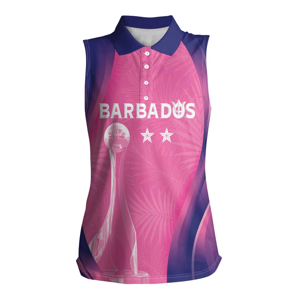 Barbados Cricket Custom Women Sleeveless Polo Shirt Royal Champions - Tropical Vibes - Wonder Print Shop