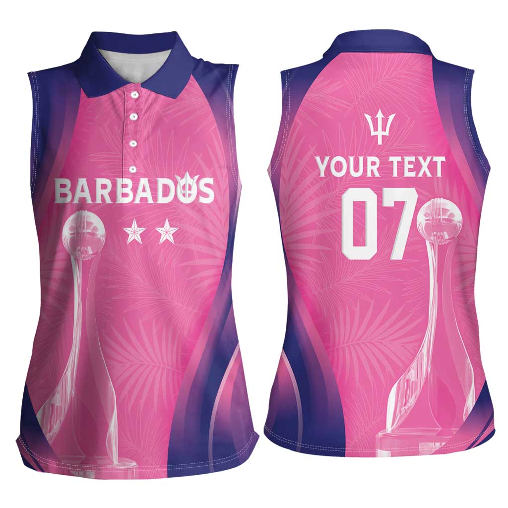 Barbados Cricket Custom Women Sleeveless Polo Shirt Royal Champions - Tropical Vibes - Wonder Print Shop