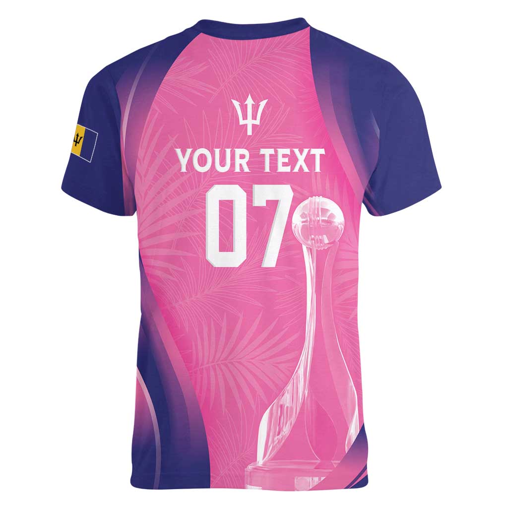 Barbados Cricket Custom Women V-Neck T-Shirt Royal Champions - Tropical Vibes - Wonder Print Shop