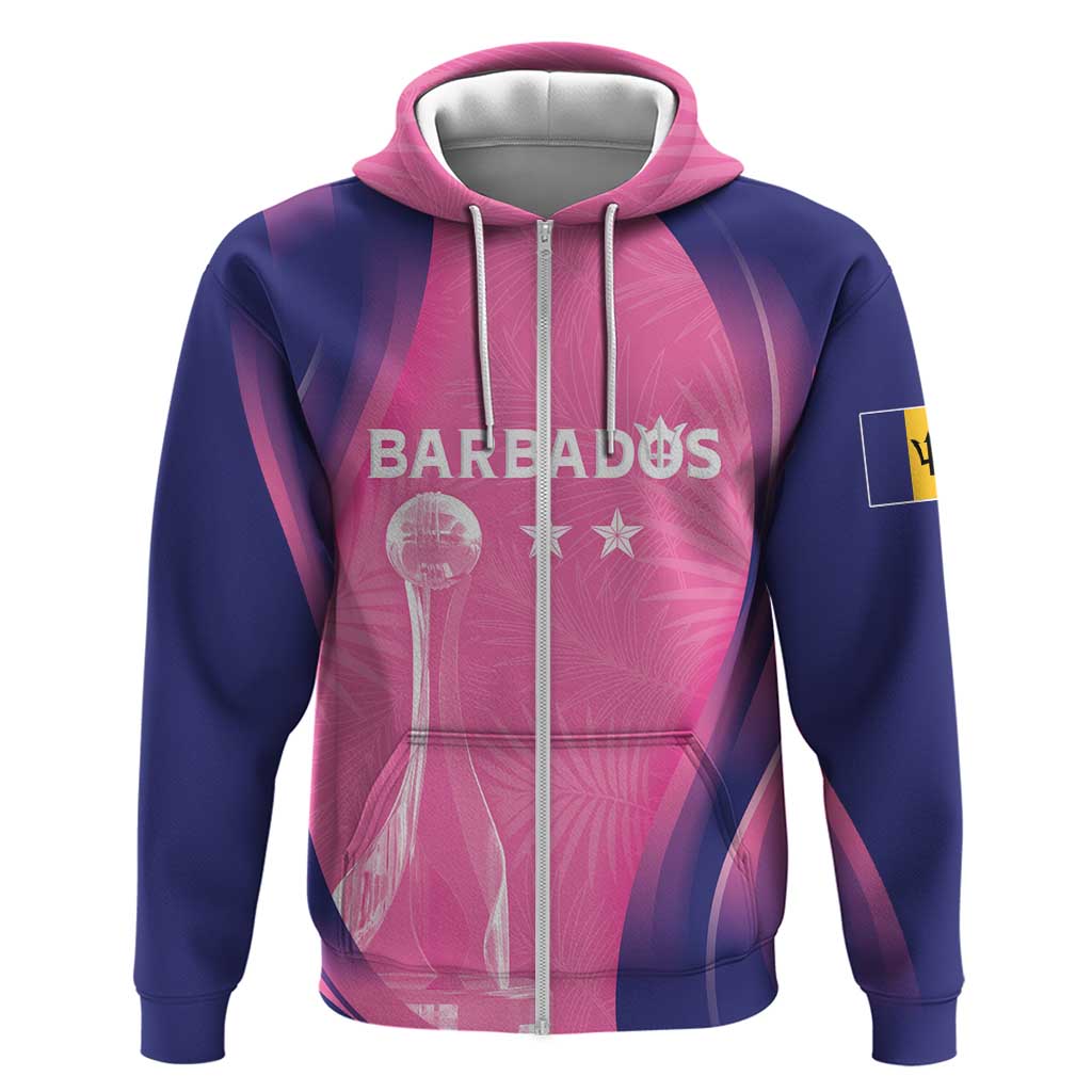 Barbados Cricket Custom Zip Hoodie Royal Champions - Tropical Vibes - Wonder Print Shop