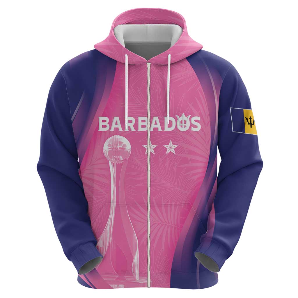 Barbados Cricket Custom Zip Hoodie Royal Champions - Tropical Vibes - Wonder Print Shop
