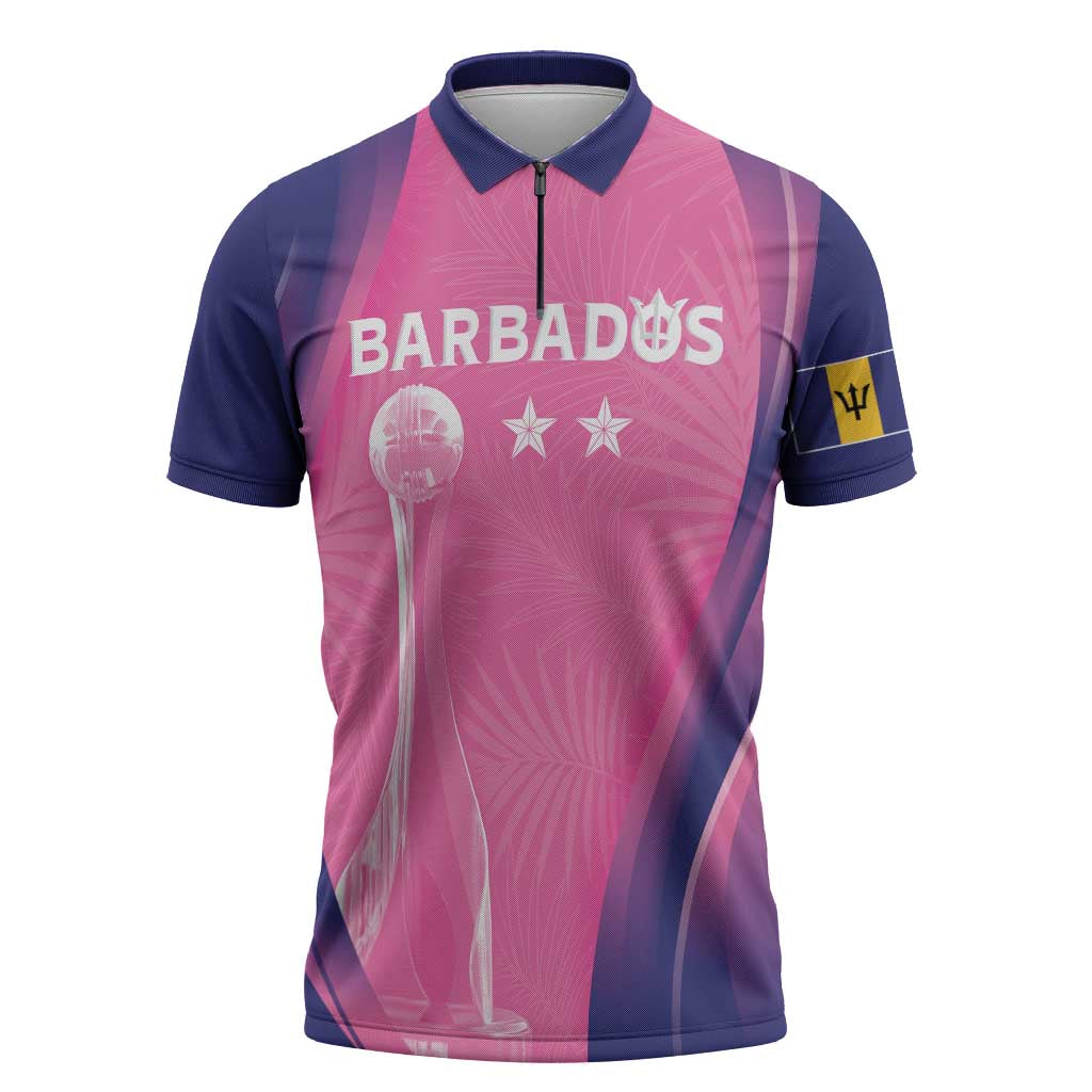 Barbados Cricket Custom Zipper Polo Shirt Royal Champions - Tropical Vibes - Wonder Print Shop