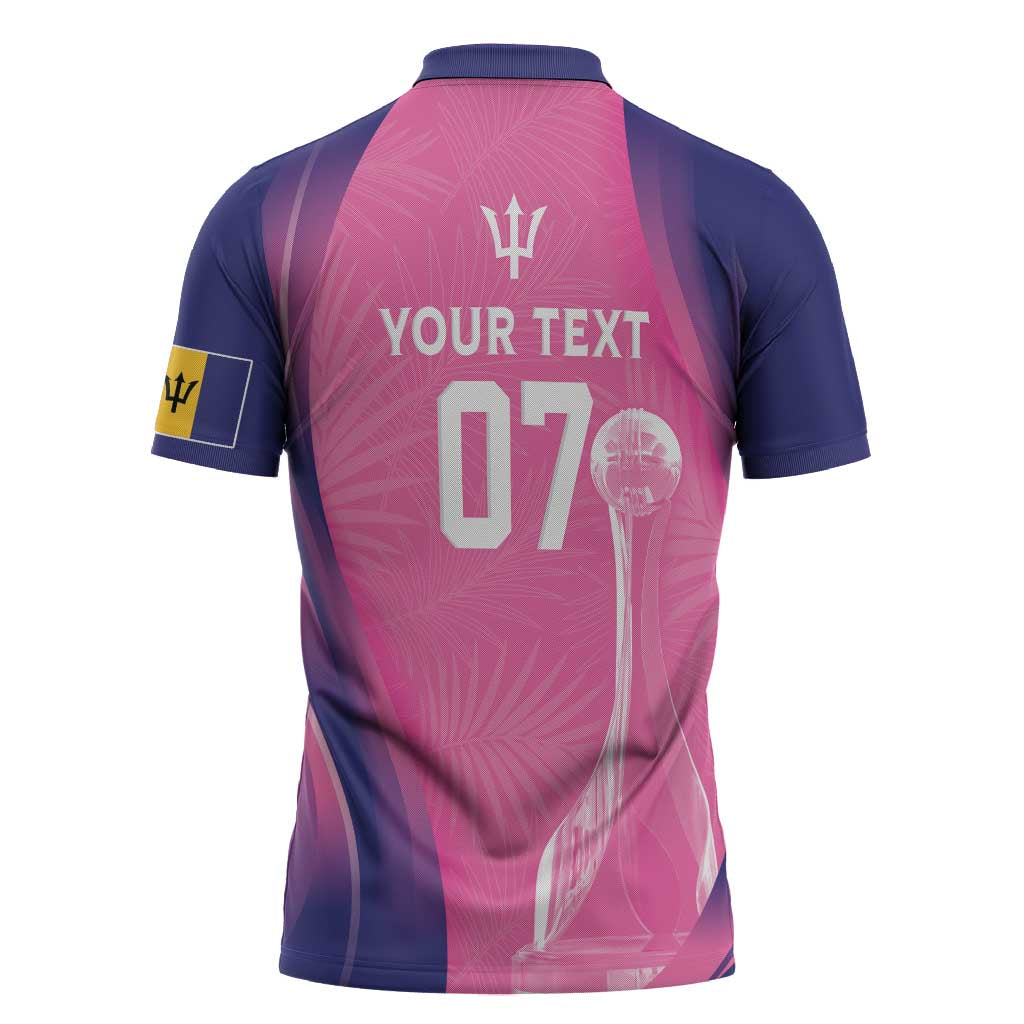 Barbados Cricket Custom Zipper Polo Shirt Royal Champions - Tropical Vibes - Wonder Print Shop