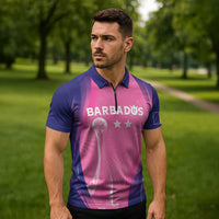 Barbados Cricket Custom Zipper Polo Shirt Royal Champions - Tropical Vibes - Wonder Print Shop