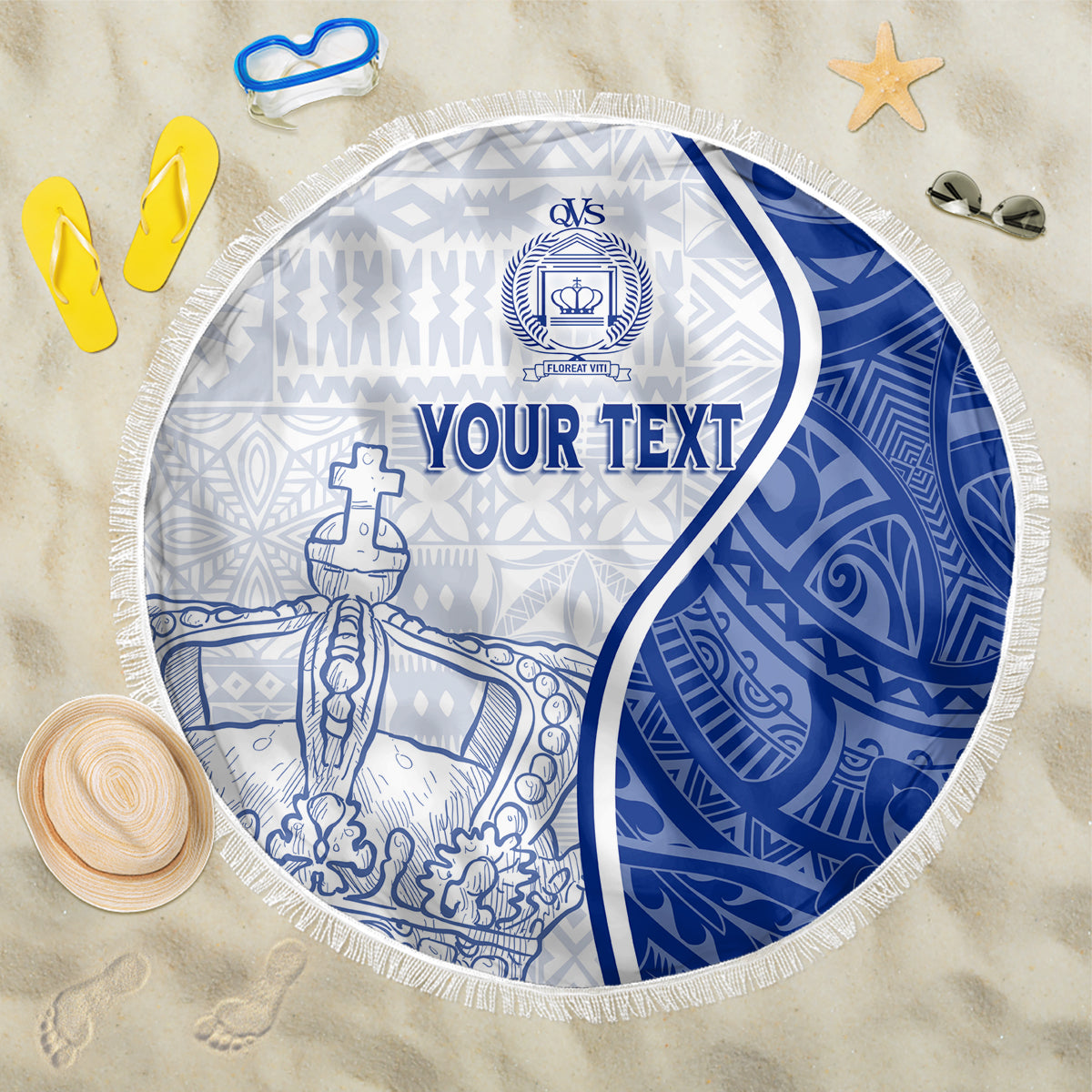 Personalised Queen Victoria School Beach Blanket QVS Old Boys LT7 - Wonder Print Shop