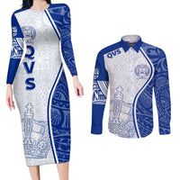 Personalised Queen Victoria School Couples Matching Long Sleeve Bodycon Dress and Long Sleeve Button Shirts QVS Old Boys LT7 - Wonder Print Shop
