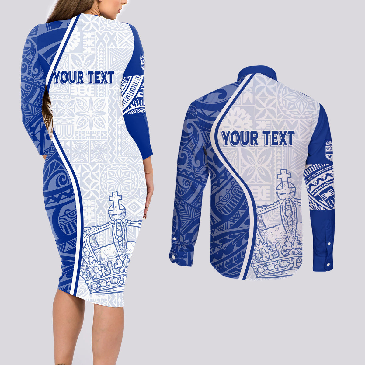 Personalised Queen Victoria School Couples Matching Long Sleeve Bodycon Dress and Long Sleeve Button Shirts QVS Old Boys LT7 - Wonder Print Shop