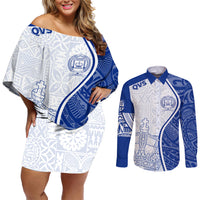 Personalised Queen Victoria School Couples Matching Off Shoulder Short Dress and Long Sleeve Button Shirts QVS Old Boys LT7 - Wonder Print Shop