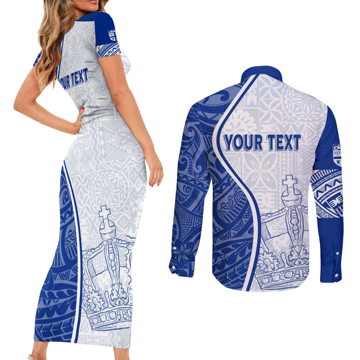 Personalised Queen Victoria School Couples Matching Short Sleeve Bodycon Dress and Long Sleeve Button Shirts QVS Old Boys LT7 - Wonder Print Shop